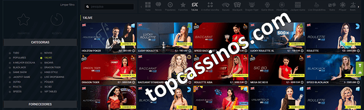 Cassino ao vivo em 1xbet