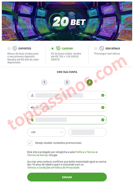 20bet terceira etapa do registro - endereço residencial