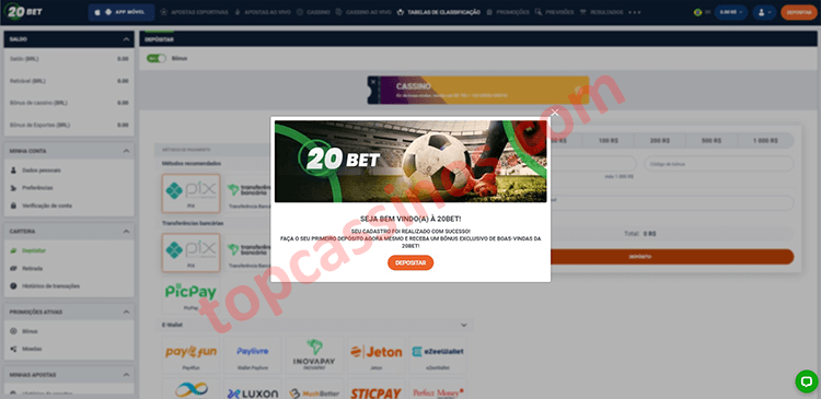 20bet encerramento do registro