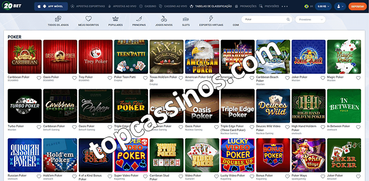 Pôquer jogos em 20bet