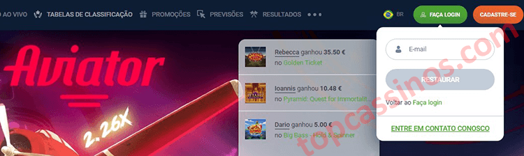 Restaurando a senha para sua conta de 20bet