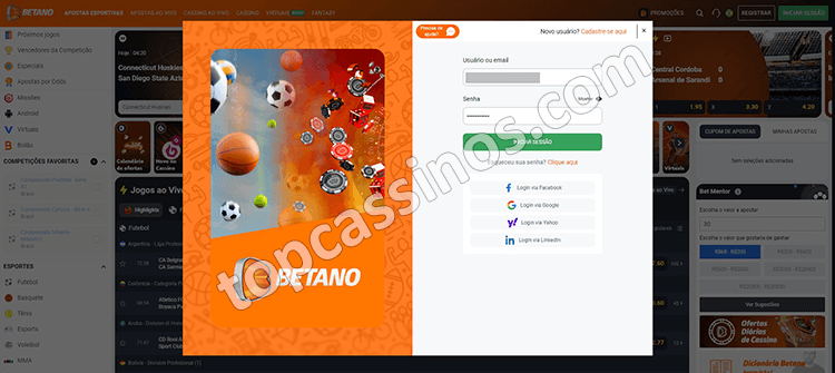 Entrar em sua conta Betano