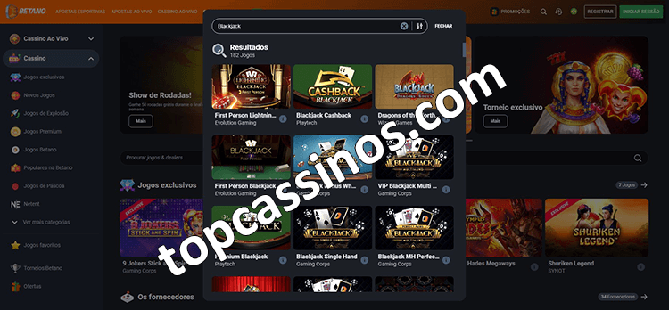 Jogos de Blackjack no cassino online Betano