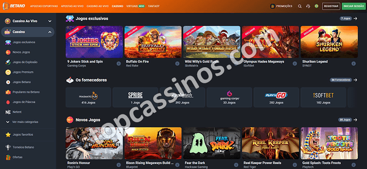 Jogos no cassino online Betano